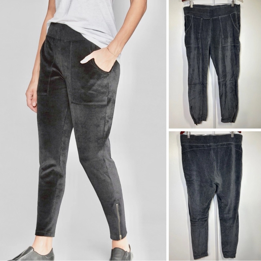 Athleta Velour Velluxe Joggers Ankle Zip Gray Pants Women’s Size Large
